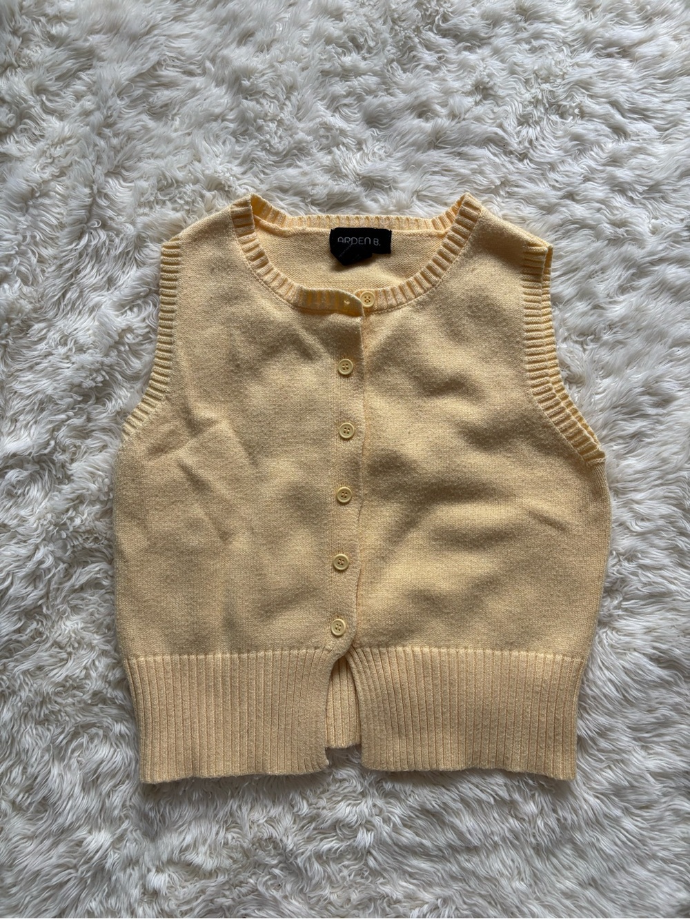 Arden B Pale Yellow Knit Button Vest